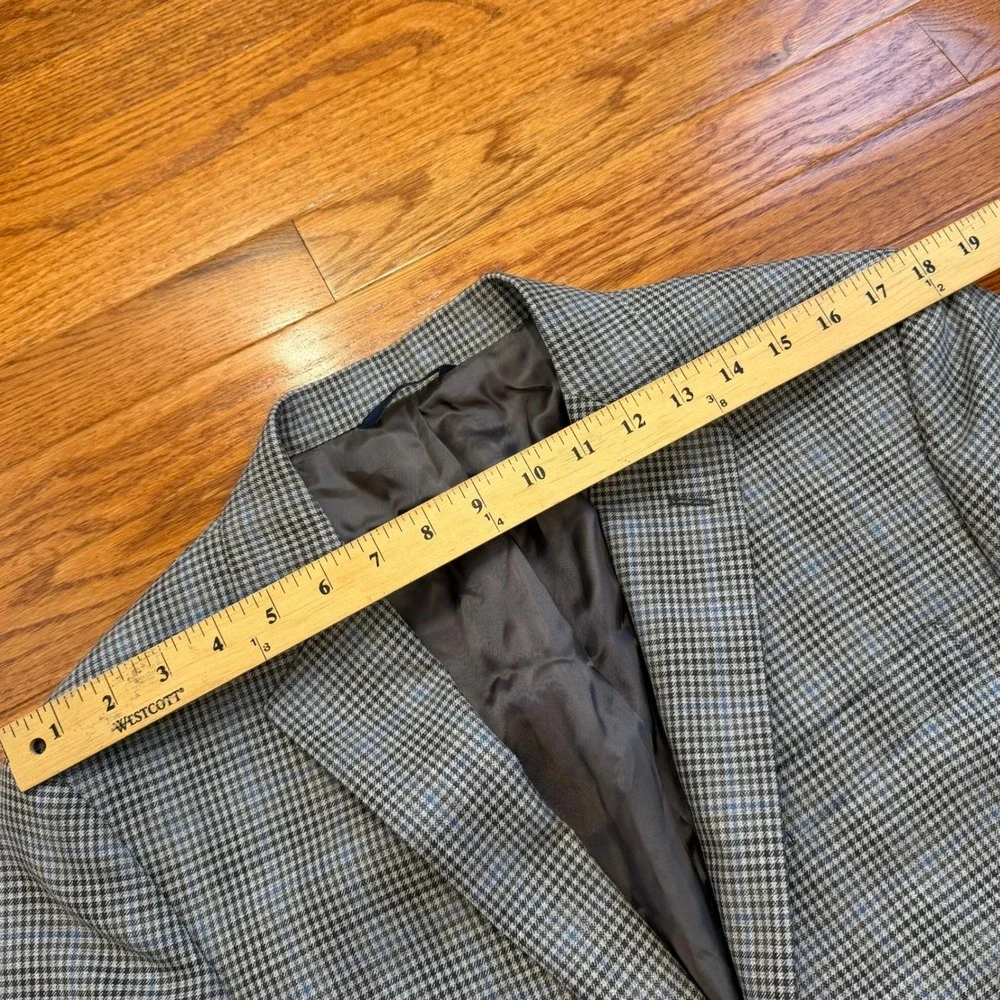 Brooks Brothers Regent Fit Blazer Jacket Mens 40R Gray Blue Houndstooth Check